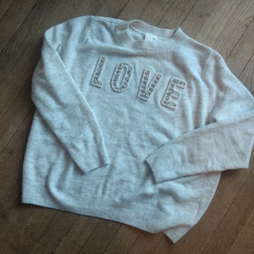 LOVE embellished super soft sweater